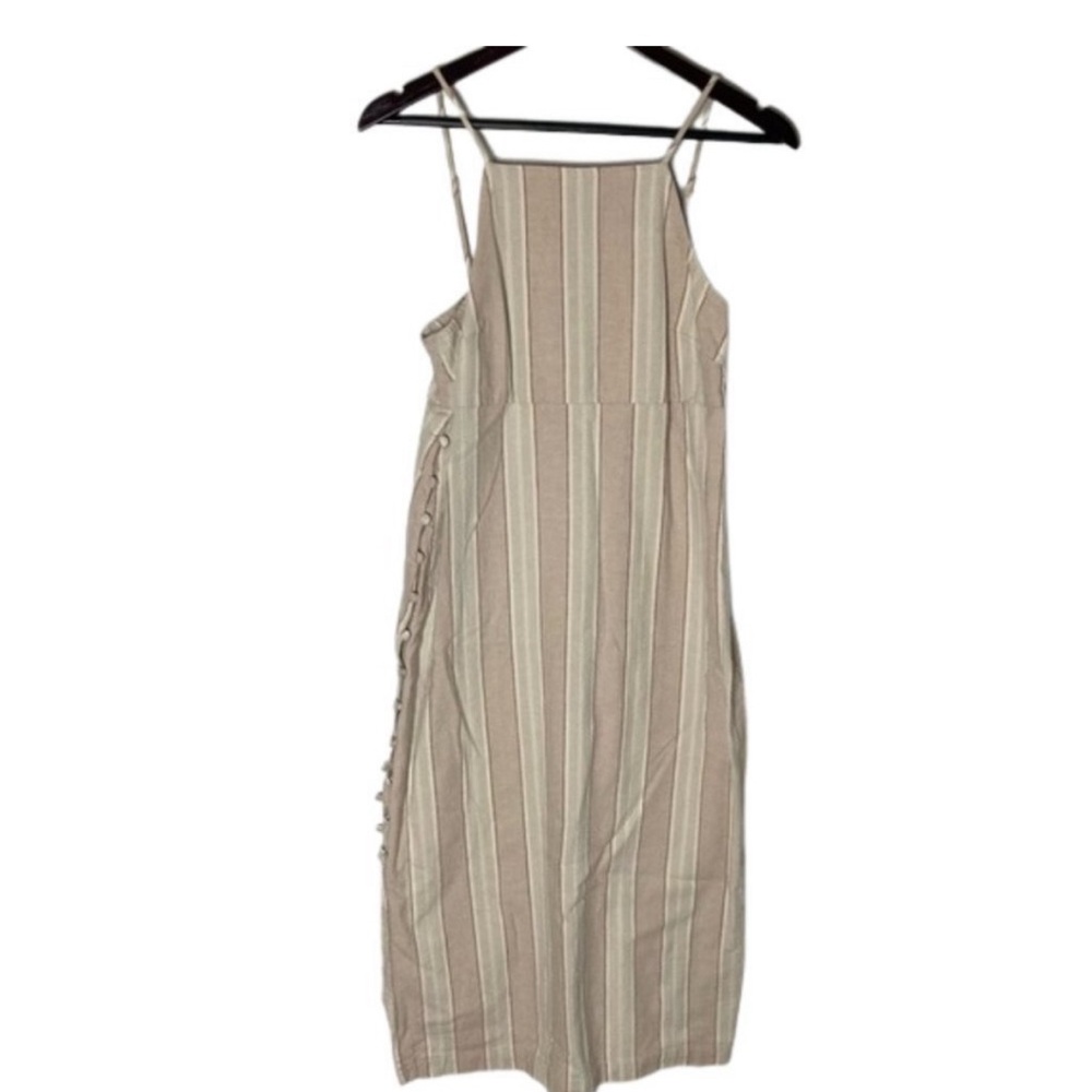 Urban Outfitters Stripe Buttoned Midi Dress Square Neck Pastel Medium